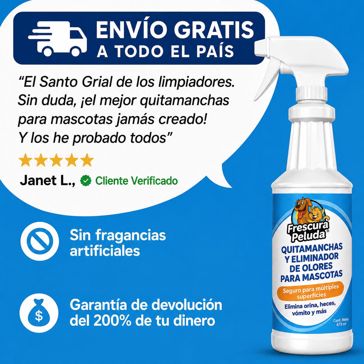 SPRAY LIMPIADOR Y QUITAMANCHAS INSTANTANEO DE ACCION PROFUNDA